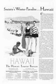 1929 Ad HAWAII Tourist Bureau Societys Winter Paradise  