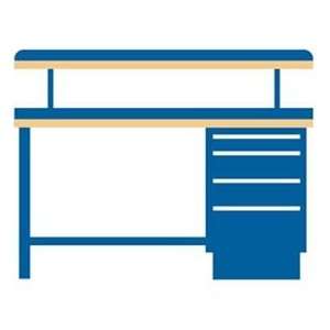   Cabinet & Leg Workbench W/4 Drawers, Adj. Riser Shelf/Plastic Laminate
