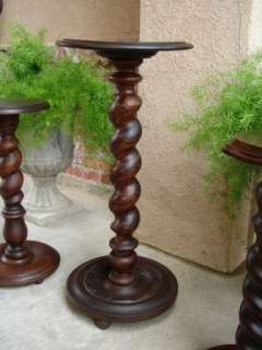 TALL Antique French Oak Barley Twist Pedestal TABLE Plant Display 