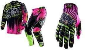 2012 ONEAL MAYHEM CRYPT MX COMBO GEAR ADULT NEON PINK/GREEN  