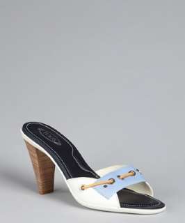 Tods white leather colorblock strap detail pumps   