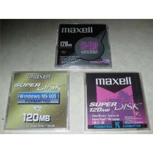  Maxell Ls 120 3.5in 120MB Pre fmt IBM Superdisk 3 pack 