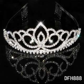 2011 Bridal Wedding crystal tiara crown headband 0888  