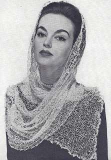 Vintage Knitting PATTERN to make Knitted Lace Scarf Mantilla NOT 