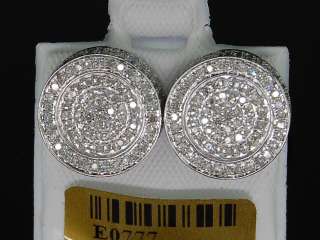   WHITE GOLD 1.15 CT DIAMOND 3D CIRCLE BUTTON STUDS EARRINGS PAVE  