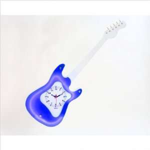 Guitar Wall Clock with Blue Neon