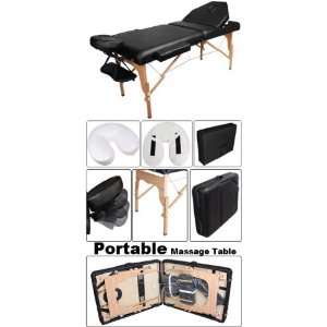   Refined 3 section Black Portable Massage Table