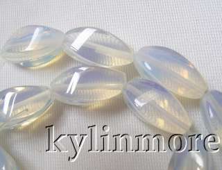 8SE08322a  10x20mm White Opal Twisted Drum Beads 15.5  