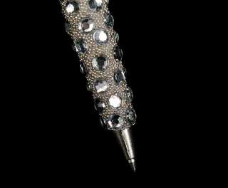 Rhinestone Embellished Silver Ink Pen for Guest Books  