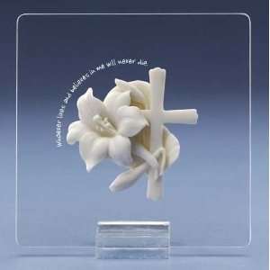   Lasting Expressions Lily & Cross Memorial Plaques 6.5