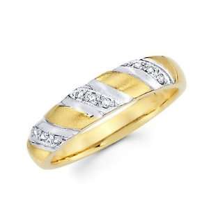 Size  10   14k Yellow Gold Mens Matching Diamond Wedding Ring Band .10 