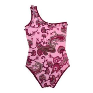   , Girls One Piece Bathing Suit with Beaded Pasley Pattern. Clothing