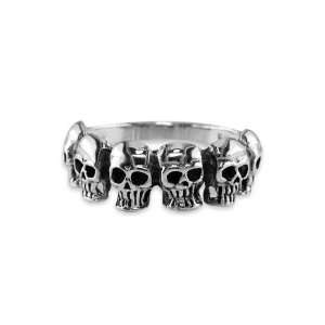  New Mens Solid 925 Sterling Silver Skull 10mm Band Ring Jewelry