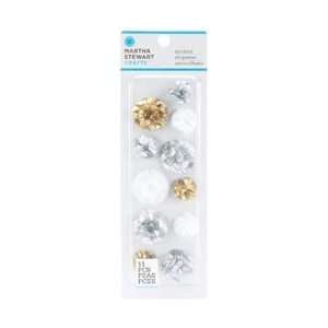    Doily Lace Pom Pom Stickers 11/Pkg Gold/Silver