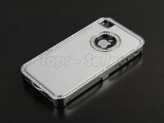 Silver Luxury Bling Diamond Aluminium Case Cover iPhone 4 4S 4G 