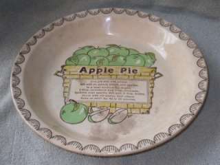 Vintage Antique Apple Pie Recipe Signed by artist Dee Pie Plate  