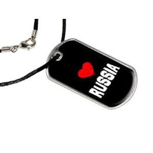   Russia Love   Military Dog Tag Black Satin Cord Necklace Automotive