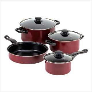 BURGUNDY NONSTICK COOKWARE SET Pots Pan Cooking Kit NEW  