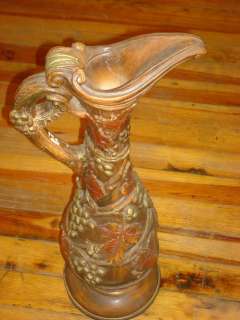   Decorative Pottery Vase / Pitcher 23 Tall 3D Vine & Fruit Pattern