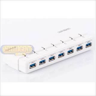 USB 3.0 SuperSpeed 5Gbps 7 Port Hub with AC Power Adapter  