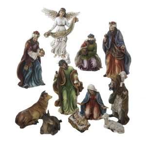   Kurt Adler 9 Inch Resin Nativity Figurine, Set of 11
