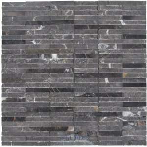  Contours   ionic polished & chiseled linear mosaic in dark 