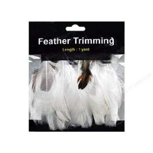  AIC Feather Trimming 1yd Natural with White Arts, Crafts 