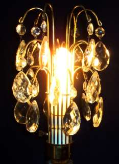   ART DECO BOUDOIR LUSTRE LAMPS w/ BOHEMIAN CRYSTAL PRISMS 1940s  