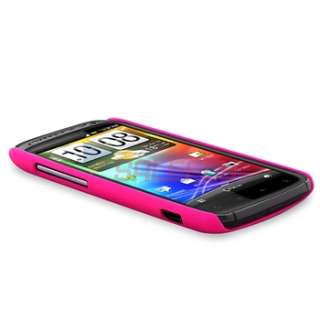 Hot Pink Rubber Hard Cover Case+Privacy Screen Protector for HTC 
