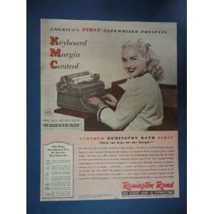  Vintage Magazine ad. woman typing.keyboard margin control Everything