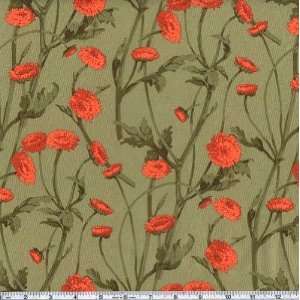  45 Wide Button Mums Olive Fabric By The Yard Arts 