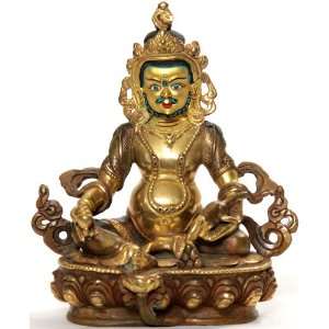  Kubera   God of Wealth   Copper Sculpture gilded with 24 