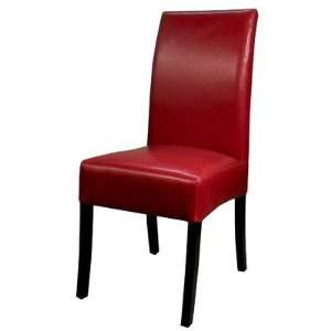  Olivia Bonded Leather Parsons Chair in Red