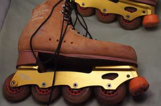 Skate Time Golden Roller Blade Brown Padded Leather 9 Mens Shoes 