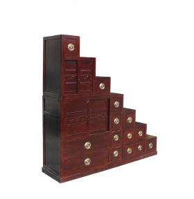 Brown Orient Tansu Step Cabinet TV Display Stand s2467  