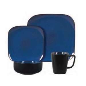  Lacerta 16 Piece Square Dinnerware Set in Cobalt by Gibson 