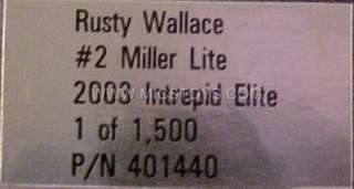 2003 Rusty Wallace #2 Miller Lite 164 Intrepid Elite  