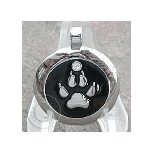  Designer Black with Silver Paw Pet Id Tag 