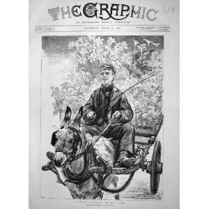  1896 Spring Flowers Easter Lilies Boy Cart Donkey