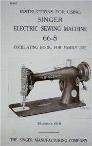 Singer Model 66 8 Sewing Machine Instruction Manual On CD