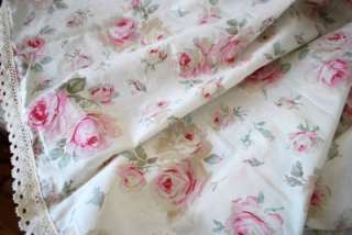 Crochet Lace Edge Pink Rose Cotton Table Cloth 200cm  