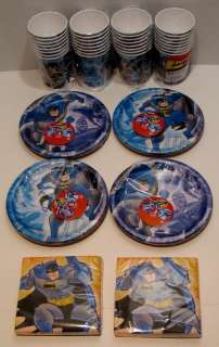 Batman Birthday Party Set 32 Dessert Plates Beverage Napkins Cups 