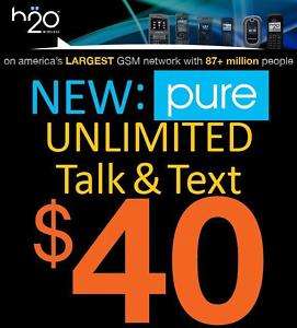 H20 Wireless SIM Card Unlimited Talk Txt $40 Lot of 5  