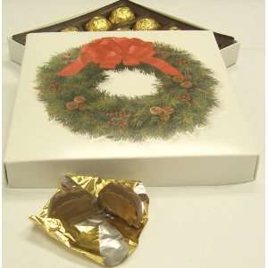 Scotts Cakes 1 Pound Milk Chocolate Covered Caramels in a Wreath Box