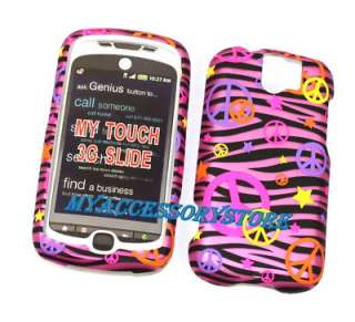   mytouch 3G Slide Peace Zebra Pink Rubberized Hard Phone Case Cover