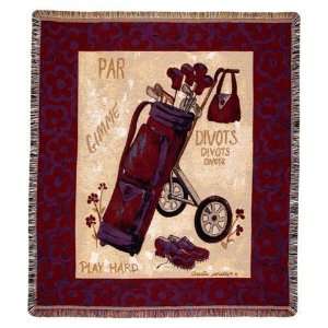  Golf With Red Hat Society Colors Tapestry Throw 50 x 60 