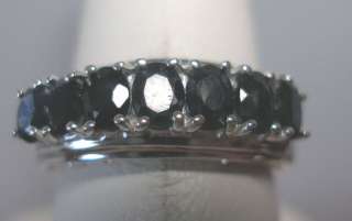 STERLING SILVER GENUINE SAPPHIRES BAND RING  