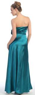 Strapless Satin Formal Bow Dress Long Gown Prom #5702  