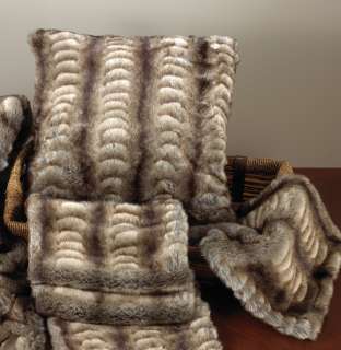Faux Fur Wolf Design Plush Decorative Throw Pillow 18 Brown  