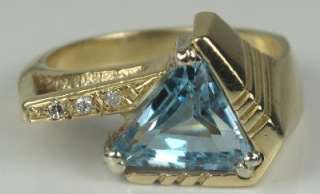 Estate Designer 3.55 ctw Aquamarine & Diamond Ring 14K  